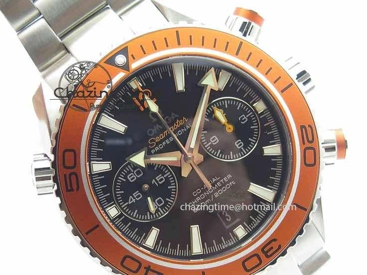 0423 Sophisticated Planet Ocean Master Chronometer Chrono SS OM 1:1 Best Edition Orange On SS Bracelet A 8156
